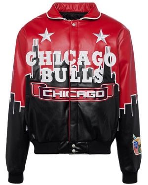 Jeff Hamilton Chicago Bulls Skyline Vegan Leather Jacket "Bulls" Nba-401-Bul" - Black