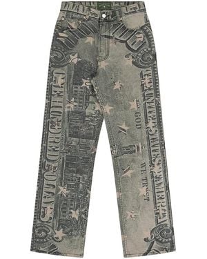 DENIM TEARS Dollar Printed Denim Jeans Dt895" - Black