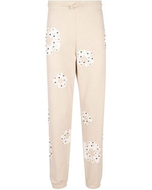 DENIM TEARS Rhinestone Cotton Wreath Joggers "Oatmeal" Dt028" - Black