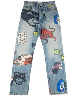 Rhude Painted Denim Trousers Rhd-Mjns-0042" - Black