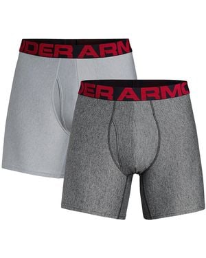 Under Armour Tech 6" 2-Pack Boxerjock "Mod Light Heather Jet Light Heather" 1327415 011" - Black