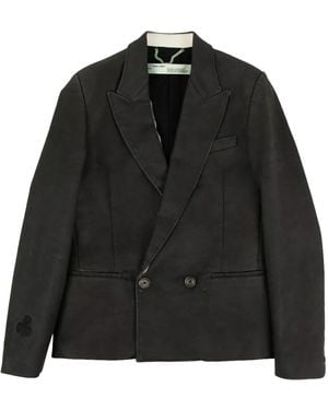 Off-White c/o Virgil Abloh Paint Double-Breasted Blazer Jf6-Ow-1" - Black