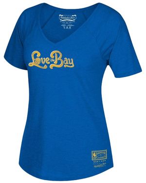 Mitchell & Ness Nba Love The Bay V-Neck T-Shirt "Golden State Warriors - Blue