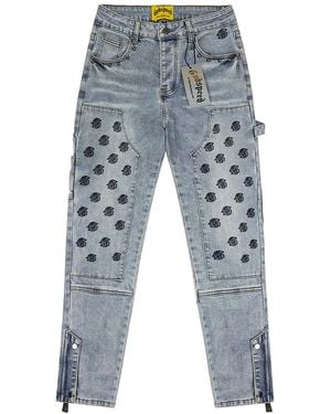 GODSPEED NEW YORK Repeating Logo Carpenter Jeans "Light Wash" Gs797" - Black