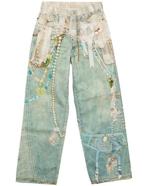 Acne Studios Lace Denim Shorts Ck0134 Aet" - Green