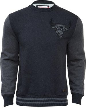 Mitchell & Ness Leather Trim Crewneck Sweatshirt 479Fa" - Blue