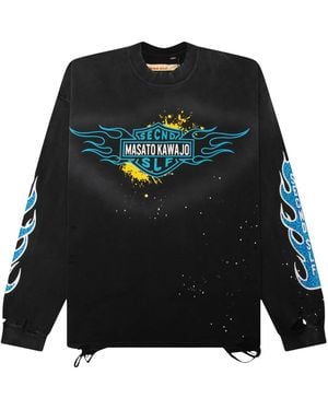 Secnd Slf Masato Kawajo Firestorm Vintage Long-Sleeve T-Shirt "Washed" Massls Blk" - Black