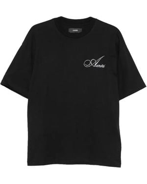Amiri Crystal Script Logo T-Shirt Amtojr1201 001" - Black