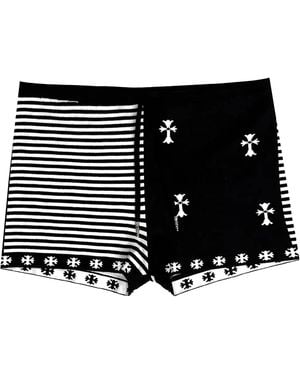 Chrome Hearts Striped Cross Stitching Drawstring Shorts Chrm1179" - Black