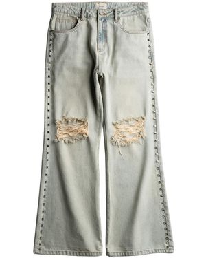 Vague Studios 85 Flared Denim Trousers "Light Wash" Vg019" - Black
