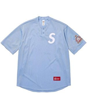 Supreme London Shop S Logo Baseball Henley "Ss26 - Blue