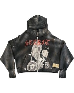 SEKRIT Chopper Girl Hoodie "Washed" Skrt017" - Black