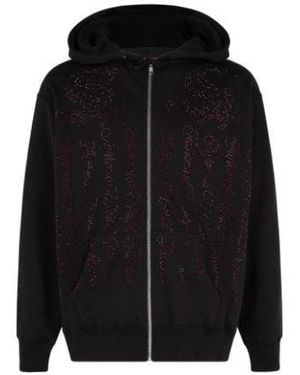 Supreme Rhinestone Zip Up Hooded Sweatshirt "Ss22" - Black