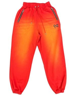 THUG CLUB Tc Two-Tone Washed Jogger Trousers Tc26Pt0301" - Red
