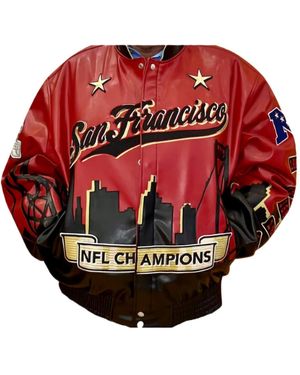 Jeff Hamilton San Fr 49Ers 5X Super Bowl Vegan Leather Jacket "49Ers Super Bowl" Nfl 201 Sf5Time" - Black