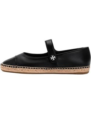 Tory Burch Cap-Toe Mary Jane Espadrille Flats "Perfect" 184912 006" - Black