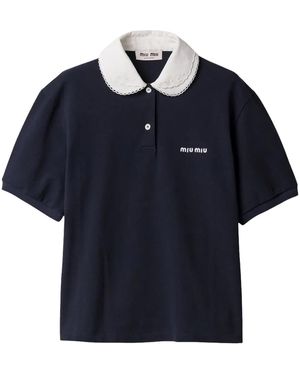 Miu Miu Piqué Polo Shirt Mjna43 6395 F0008" - Blue