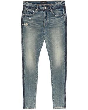 Purple Brand Skinny Shadow Seam Coated Jeans "Dark" P001 Stkd424" - Black