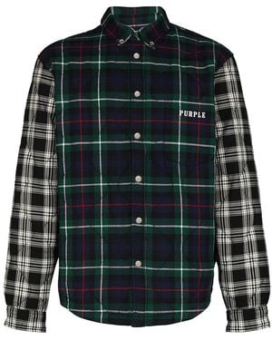 Purple Brand Quilted Plaid Shirt P313 Qpgr122" - Black