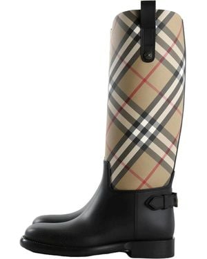 Burberry Check Cavalier Outdoor Boots "Archive" 8135195" - Black