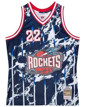 Mitchell & Ness Marble Swingman Jersey "Nba Houston Rockets 1996 Clyde Drexler" Tfsm1278 Hro96Cdrblue" - Black