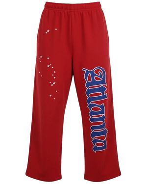 Sp5der Atlanta Logo Open Leg Joggers 319" - Red