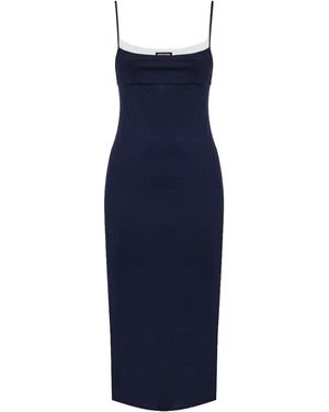 Miu Miu Stretch Jersey Midi-Dress Mf6436 122R F0008" - Black