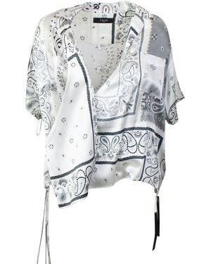 Amiri Bandana Reconstruct Wrap Shirt - Black