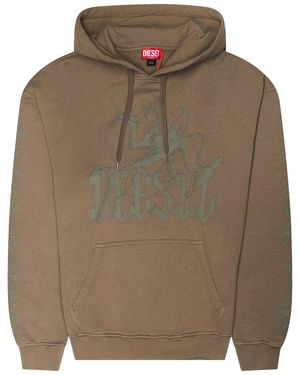 DIESEL S-Griffon Print Treated Hoodie A238050Bkcj7Eta" - Black