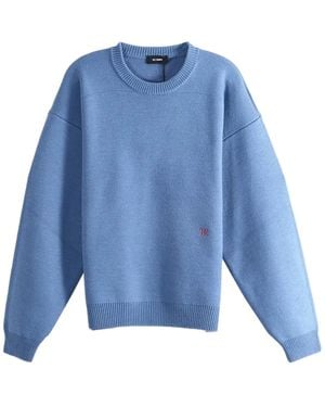 Willy Chavarria Chavarria Embroidered Knitwear Sweatshirt "Petrol" Mmssw002 067N 064" - Blue