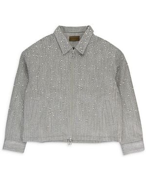 BIRTH OF ROYAL CHILD Rhinestone Zipper Light Work Jacket "Light" Bc25Ssjk01" - Black