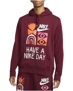 Nike Sportswear French Terry Pullover Hoodie "Dark Beetroot" Dq4171 638" - Red
