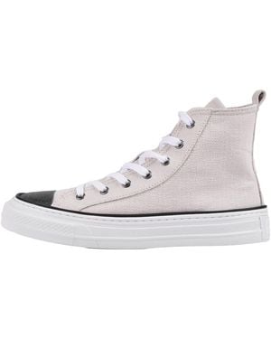 Brunello Cucinelli Birch Cotton Linen High Top Trainers Brun1765" - Black