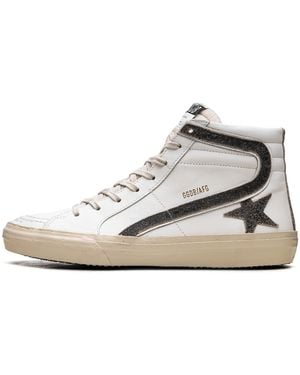 Golden Goose Slide Lab Leather With Star And Flash - Black