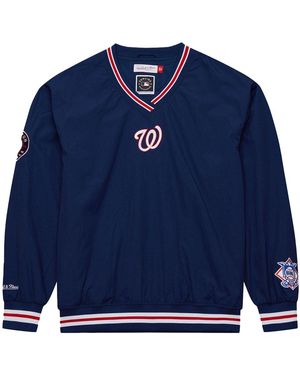Mitchell & Ness Mlb Classic Nylon Pullover Current Logo Nationals "Nationals" Ojpo7221 Wnayypppnavy" - Blue