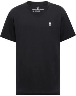 Psycho Bunny Classic V-Neck T-Shirt B6U100Arpc 001" - Black