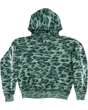 HELLSTAR Cheetah Zip-Up Hoodie Hsr070" - Green