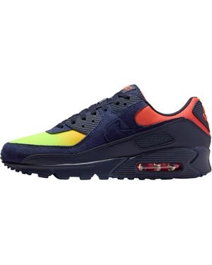 Nike Air Max 90 "Blackened Lemon Venom Hyper Crimson Gradient" Dm0029 700" - Blue