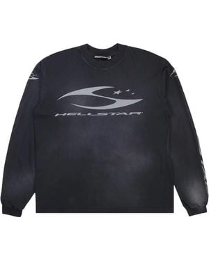 HELLSTAR Logo Long-Sleeve T-Shirt "Washed" Hsr396" - Blue