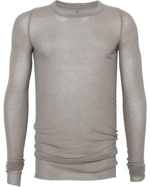 Rick Owens Rib Long-Sleeve T-Shirt "Steel" Ru02F4250 Rc 28" - Black