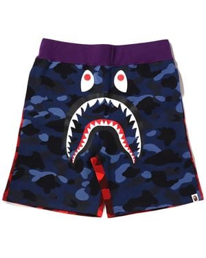 A Bathing Ape Crazy Camo Shark Sweat Shorts 1I20 153 003" - Blue