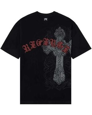 REVENGE Spike Cross T-Shirt 22Na2V0B" - Black