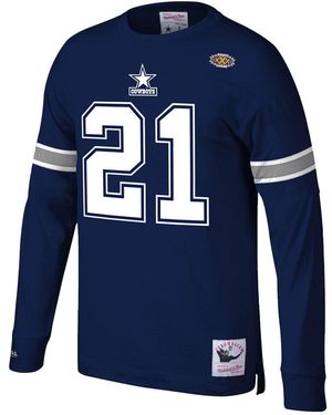 Mitchell & Ness Nfl N&N Ls Tee Cowboys 1996 Deion Sanders Tnnc3402 Dco96Dsanavy" - Blue