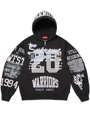 Supreme Warriors Appliqué Zip Up Hooded Sweatshirt "Ss26 - Black