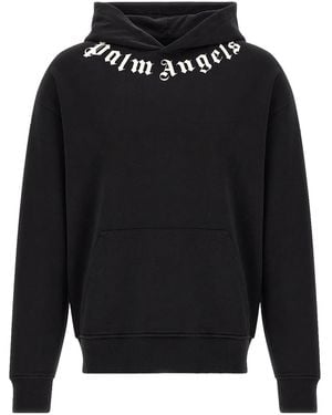 Palm Angels Neck Logo Pullover Hoodie Off- Pambb003Fl001 1003" - Black