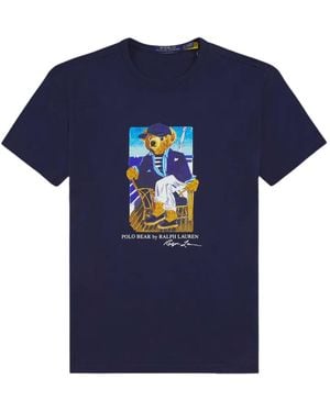 Polo Ralph Lauren Custom Slim Fit Polo Bear Shirt "Newport Bear 710B18547001" - Blue