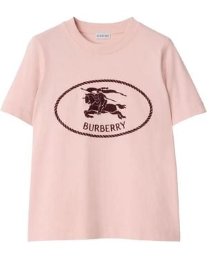 Burberry Knight Stamp Cotton T-Shirt "Bouquet" 8110925" - Black