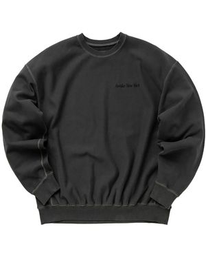 AWAKE NY Pigment Dyed Embroidered Crewneck Sweatshirt Awk Fw22 Cn001 Blk" - Black