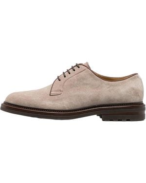Brunello Cucinelli Suede Leather Derby Shoe Brun2232" - Black