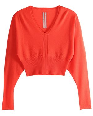 Rick Owens V Cropped Top "Coral" Rp01F6665 Ws 83" - Red